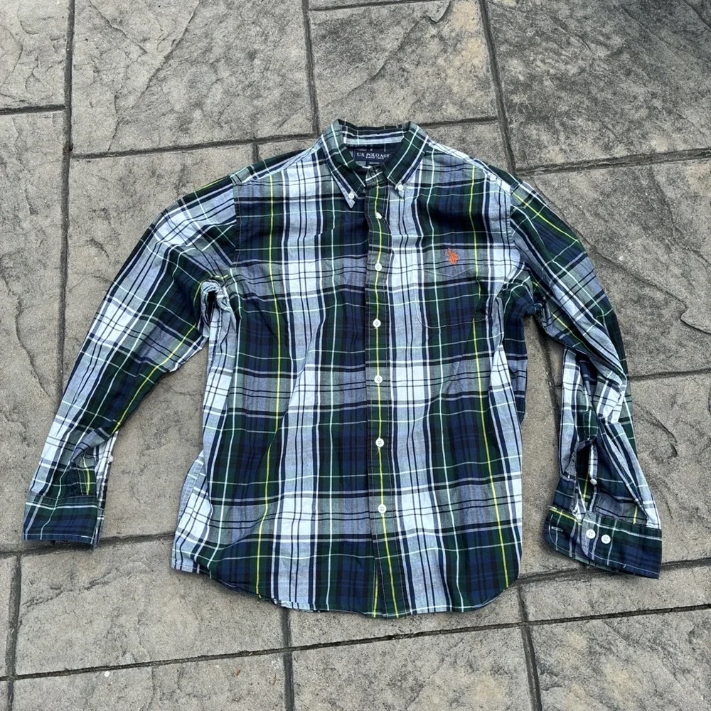 Polo by Ralph Lauren Green and Blue Casual Button Down Shirt - Picture 1 of 5